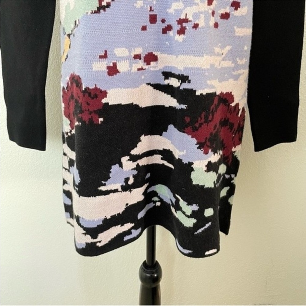 NWOT Anthropologie Maeve Scenic Black Mini Long Sleeve Sweater Knit Dress XS - Picture 9 of 13
